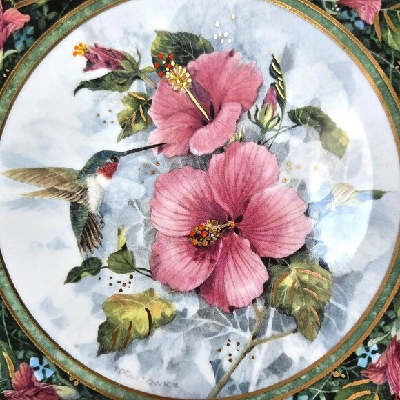 Franklin Mint Heirloom Royal Doulton Imperial Hummingbird LE Plate Collectible - Picture 4 of 10